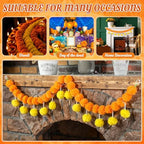 Riceshoot 3 Pcs Marigold Garland 4.6 ft for Day of The Dead Decor, Orange - Image 3