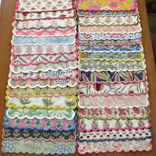 Ridhi Cloth Napkins 100% Pure Cotton Farmhouse Wedding Dinner Napkins for Halloween, Thanksgiving, Holiday Daily Wedding uses Napkins (6-20"x20" Dinner Napkin, Mix Random) - Image 2
