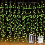 15 Pcs 6.6 ft Fake Vines with Lights for Bedroom 300 LED, Eucalyptus Leaf by Unittype