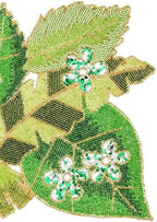 Hand Beaded Green Leaves Table Runner 13x36 Table Décor - Image 5