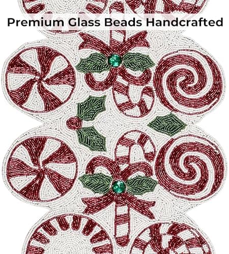 Alpha Living Home Beaded Christmas Table Runner 13x36 - Image 3