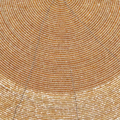 Beaded Placemats for Dining Table Dia 13" Gold Tonal Set of 4 - Image 6