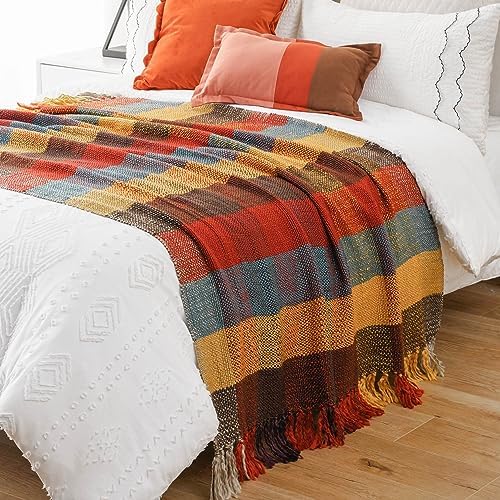 Fall Plaid Throw Blanket for Couch, Rustic Knit Throw Blanket 50"x60" - Image 5