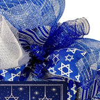 Happy Hanukkah Wreath with Star of David Ribbons Handmade Deco Mesh Available in 24 inch Diameter or 28 inch Diameter - Image 6