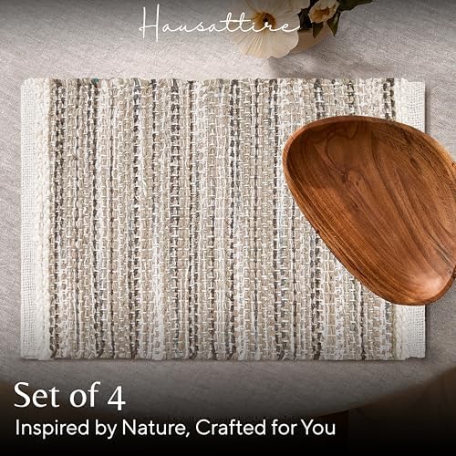 Hausattire Woven Table Placemats Set of 4 - Olive Green Christmas Jute Outdoor Table Mats for Kitchen Dining Decoration |Heat Resistant Farmhouse Dinner Spring Easter Placemat |13x19 Inch - Image 7