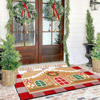 Tinideya 2 Pcs Gingerbread House Layered Doormat Set - Image 4