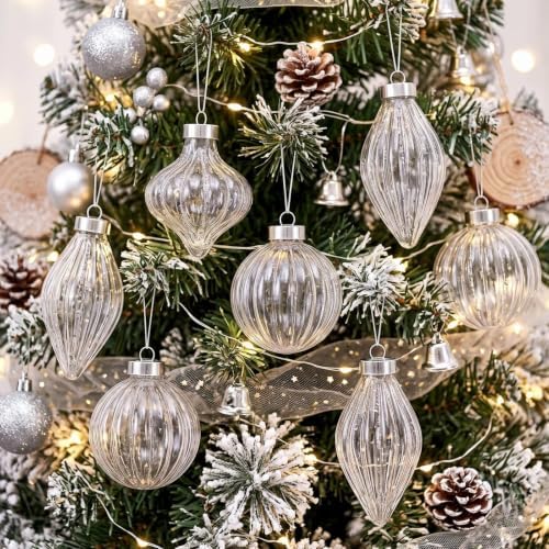 Civaner 9 Pcs Vintage Neutral Christmas Ball Ornaments, Silver - Image 5