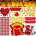 6000+PCS Rose Petals and Candles Set for Romantic Decorations Special Night - I Love You Letters Balloon and 8 Luminary Bags 6000 Rose Petals 48 Heart Candles for Anniversary Valentines Day Proposal by Unknown