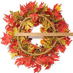 Idyllic 20 Inch Fall Wreath for Front Door - Maple Leaves Autumn Wreath for Thanksgiving, Halloween, Wall, Front Porch Home Decoration - Image 3