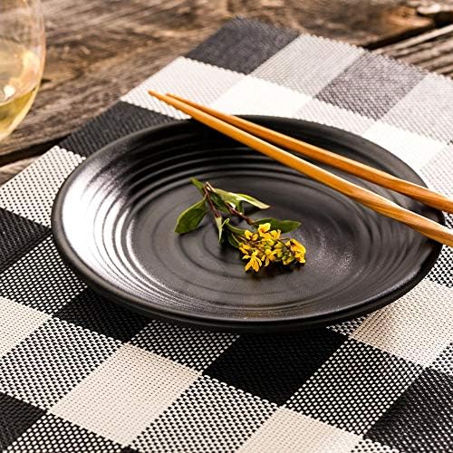 Restaurantware Black and White Vinyl Woven Placemat, 16 x 12 in, 6 Pack - Image 3