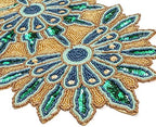 Hand Beaded Green Gold Glitz Table Runner 13x36 Easter - Image 5
