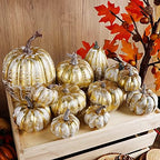 winemana 12 Pcs Pumpkin Fall Decorations, Golden Artificial Pumpkins - Image 6
