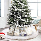 CHICHIC 48 inch Christmas Tree Skirt Faux Fur Xmas Tree Skirt Christmas Decorations Holiday Tree Ornaments Tree Decoration for Christmas Home Decorations, Xmas Party Holiday Decorations, Snow White - Image 2