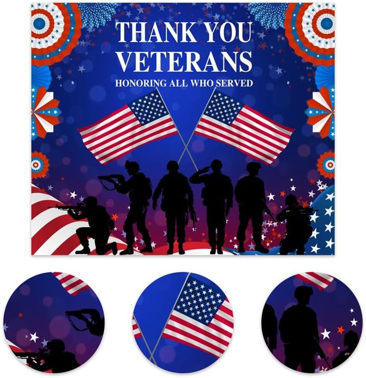 Veterans Day Backdrop Decorations Patriotic Banner 12x10ft - Image 7
