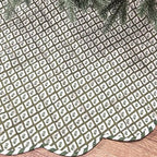 MiniInflat Quilted Christmas Tree Skirt - Vintage Floral Block Print Christmas Tree Skirt with Scalloped Edge Thicken Cotton for Home Decorations Holiday Party Gift(48 Inch,Plaid Floral,Green) by MiniInflat