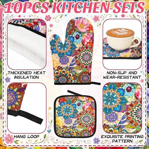 VitalCozy 10 Pcs Boho Floral Kitchen Decor Set Kitchen Towels - Image 4