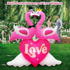 6.6FT Valentines Day Inflatables Pink Flamingos Couple with Love and Heart Decoration, Valentines Blow up Yard Decoration Flamingo Inflatable Built-in 5 LED for Anniversary Valentine Day Wedding Decor - Image 5