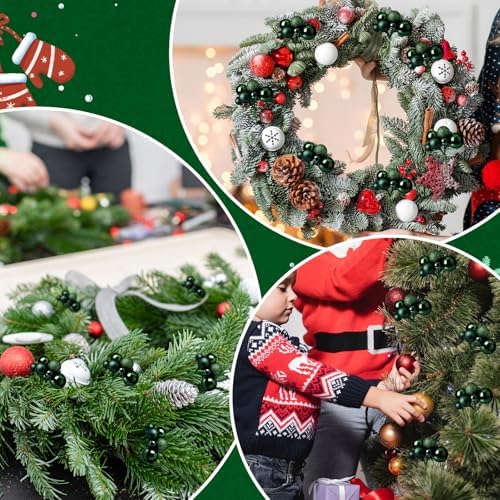 Daifunli 8 Pcs Dark Green Christmas Tree Picks 7.87 Inch Christmas Balls Ornaments Xmas Hanging Decorations for Xmas Tree Topper DIY Wreath Holiday Floral Vase Fillers Crafts Home Decor - Image 5