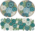 Beaded Table Runner decore 36 inches Long Christmas Flower Design Beaded Table Runners for Halloween, Christmas, Easter Coffee Tropical ,Combo Pack of Runner and 2 Pack Placemats Teal Multi by byHomeDecorativeProduct
