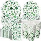 Pickmesh 250 Pcs St. Patrick's Day Party Supplies Kit for 50 – Shamrock Disposable Paper Plates, Napkins and Cups for St. Paddy's Day Party, Irish Celebration, Birthday Decorations by Pickmesh