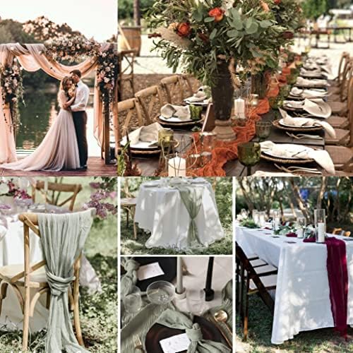 12 Pack Beige Cheesecloth Table Runner 10ft Boho Gauze Cheese Cloth Table Runner Rustic Sheer Runner 120 inch Long for Christmas Wedding Bridal Baby Shower Birthday Table Decorations - Image 6