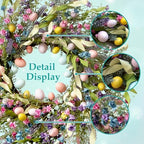 24 Inch Spring Easter Wreath for Front Door with Colorful Egg & Flower - Image 3