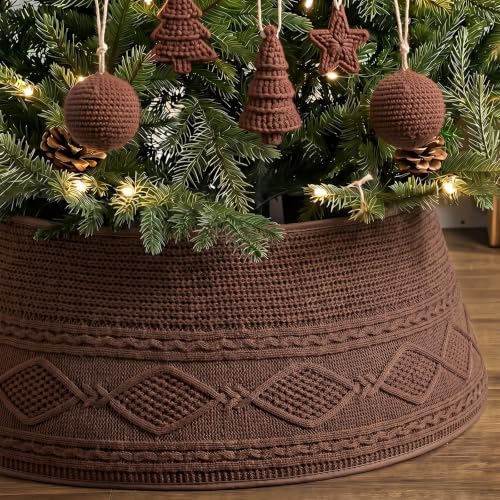 Foilswirl Knit Christmas Tree Collar Brown Diamond Knitted Skirt 23-28in by Foilswirl