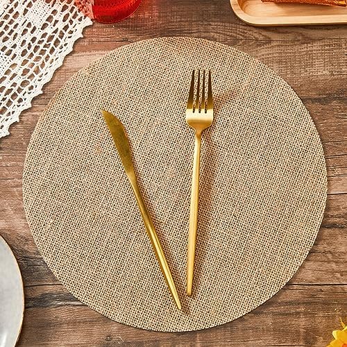 Mifoci 100 Pcs Round Burlap Placemats Bulk 13.78 Inch Boho Table Mats - Image 3
