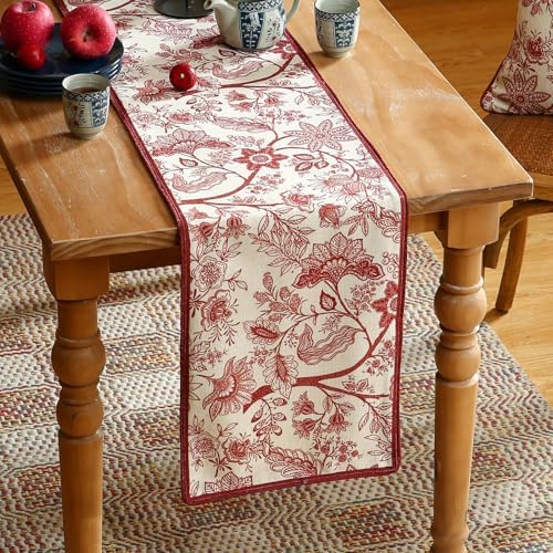 ISAENNE Designer Vintage Linen Extra Long Table Runner,118"x12"-Ruyi A - Image 2