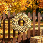 24 Inch Wheat Forsythia Fall Wreath for Front Door - Image 7