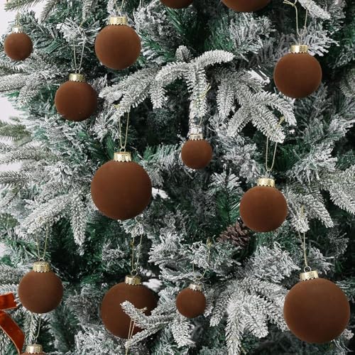Velvet Christmas Ornaments Set 38Pcs Flocked Shatterproof Christmas Ornaments for Christmas Tree Decorations Xmas Decorative Hanging Christmas Ball Ornaments for Holiday Home Decor - Image 3