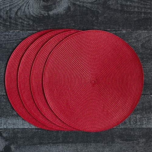Now Designs Disko Round Placemats, Chili, Set of 4, 15 inches - Image 5