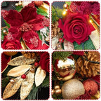 Christmas Wreaths for Front Door, Soomeir 24 Inch Outdoor Christmas Wreath with Lights, Large Prelit Wreath for Holiday Winter Window Outdoor Indoor Xmas - Image 2