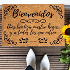 Funny The Entrance Way Outside Personalized Rug with Heavy-Duty Non Slip Outdoor Coconut Coir Doormat Pets Lover Gift 23.6 x 15.7 inch (Spanish Bienvenidos May God Bless Our Home) - Image 5