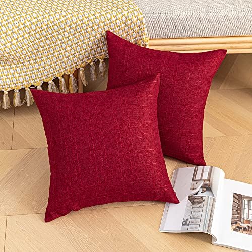 Kevin Textile Outdoor Waterproof 24”x24” Pillow Covers 2 Pack, Red - Image 4