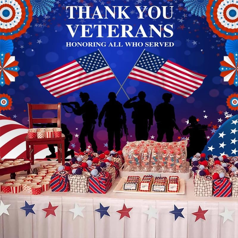 Veterans Day Backdrop Decorations Patriotic Banner 15x8ft - Image 3