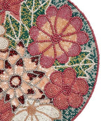 Lightnpro Flower Beaded Placemats Round, Rustic Farmhouse Hand Beaded Floral Placemats to Decorate Christmas Xmas Wedding Family Party Thanksgiving Dinner Table Décor - 13 Inch - Maroon Combo - Image 6