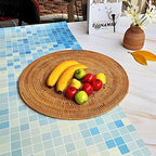 13" Natural Hand Woven Rattan Placemats for Dining Table,Decorative Heat Resistant Mats for Kitchen Coutertops,Hot Dishes,Pots and Pans,Round Diameter 35CM (Set of 2,Gold) - Image 6