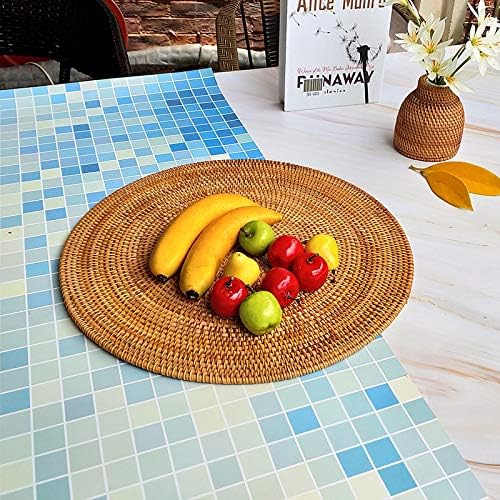 13" Natural Hand Woven Rattan Placemats for Dining Table,Decorative Heat Resistant Mats for Kitchen Coutertops,Hot Dishes,Pots and Pans,Round Diameter 35CM (Set of 2,Gold) - Image 6