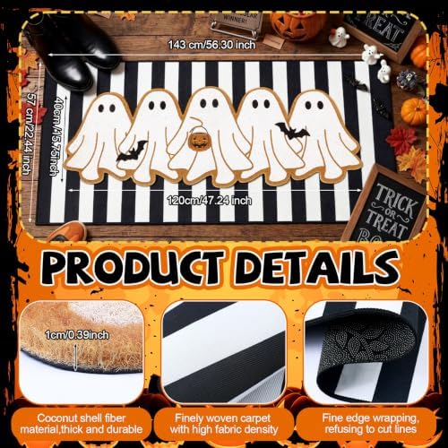 Moucuny 2 Pcs Halloween Front Door Mat, Outdoor Ghost Doormat, Non Slip - Image 2