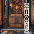 FemiaD Outdoor Welcome Sign for Front Porch Standing Large Wooden Tall Vertical Leaner Welcome To Our Home Front Door Sign for Porch Rustic Outside Farmhouse Dog Porch Sign 8x48inch - Image 3