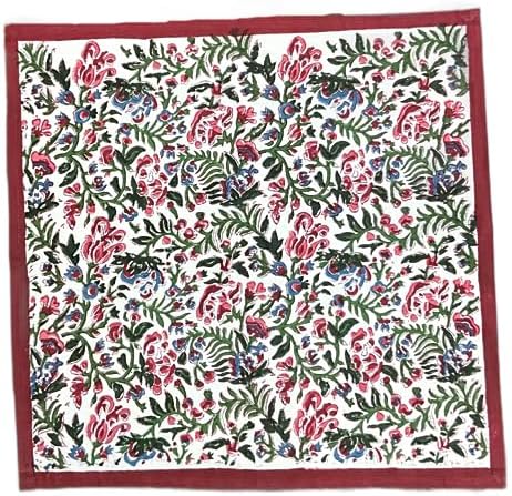 ATOSII Ambrosia Floral 100% Cotton Fall Cloth Dinner Napkins, Handblock Print, Washable Durable Linen for Everyday Use Wedding Parties Outdoors Christmas Thanksgiving I 20 X 20 Inches I Set of 4 - Image 3