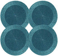 Lightnpro Handmade Beaded Placemats Set of 4 – 13 Inch Round Teal Charger Mats | Handcrafted Artisan Table Accessories, Elegant Farmhouse Dining Table Décor for Holiday Gatherings & Special Occasions by Lightnpro