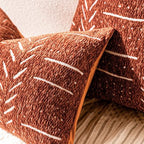 BlissBlush Decorative Throw Pillow Covers 18X18 Set of 2, Brick Red Terracotta Boho Farmhouse Cushion Cover, Cozy Soft Accent Pillowcase for Couch Sofa Bed Living Room Home Décor - Image 7