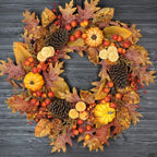 26" Fall Wreath for Front Door - Artificial Autumn Wreath with Maple Leaves, Pine Cones, Pumpkins & Berries - Thanksgiving & Halloween Decor for Indoor/Outdoor Use by ChristmasWreath