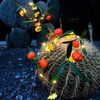 Artificial Pumpkin Plant Vine Faux Pumpkin and Yellow Flowers Ivy Green Leaves Garland with 2M 20 LED Coper Wire String Light Wedding Birthday Indoor Decor Fairy Light (Pumpkin, 4) - Image 5