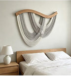 SlenyuBridal Handmade Macrame Wall Hanging Dip Dyed Woven Tapestry Boho Wall Decor Neutral Modern Bohemian Walls Art Decorations for Headboard Bedroom Gray 31.5 x 23.6inch - Image 3