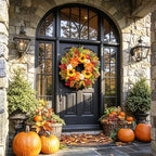 Fall Wreaths for Front Door, 24 Inch Autumn Wreath Luxury Harvest and Thanksgiving Indoor & Outdoor, Fall Door Wreath with Dahlias, Sunflowers,Peony&Pumpkins, Fall Wreath for Outdoor Wreaths - Image 5