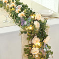13 Ft Champagne Fuller Flower Garland with Light Butterfly, Fake Rose Vine by Yastouay
