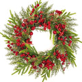 20" Christmas Door Wreaths for Front Door with Norfolk Pine Needle Red Berry for Window Porch Wall Indoors Outside Decoration by Unknown